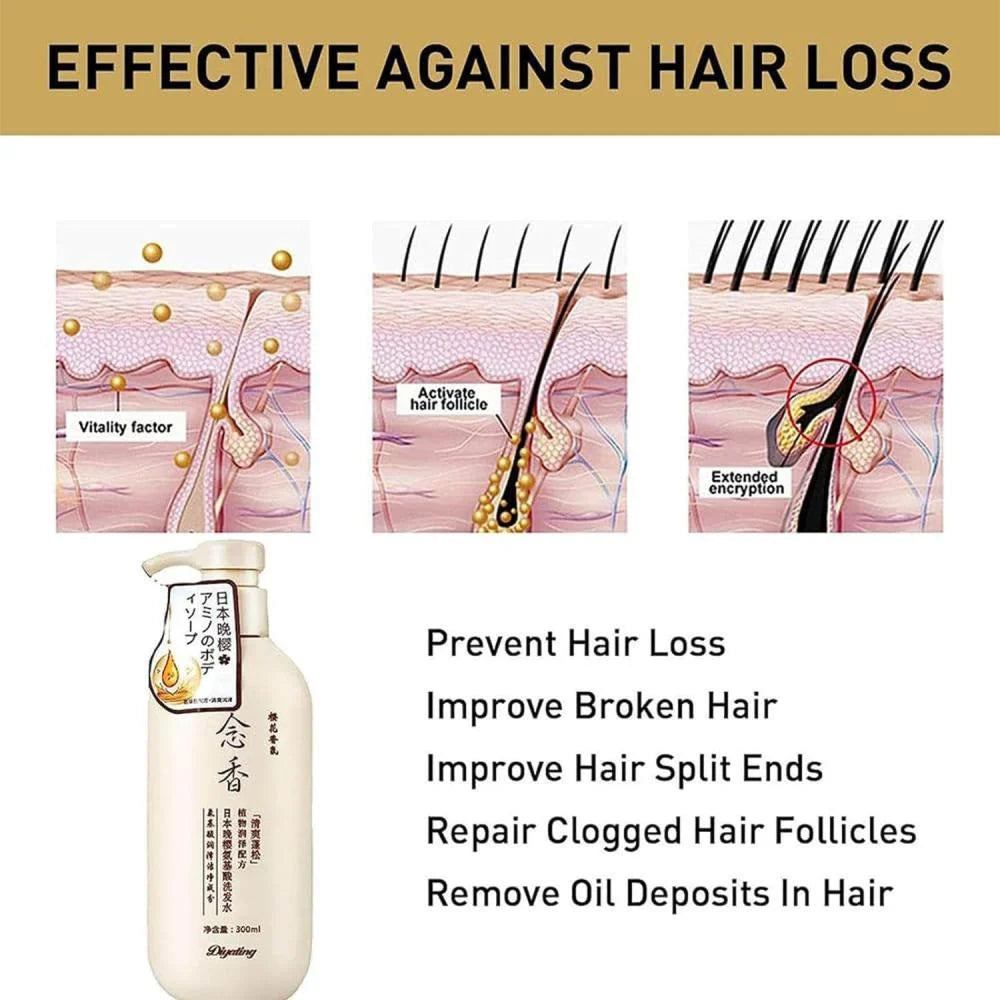 شامبو ساكورا الياباني لنمو الشعر ومنع التساقط ومكافحة القشرة 300 مل (Sakura Japanese Hair Growth &amp; Anti-Dandruff Shampoo 300ml)