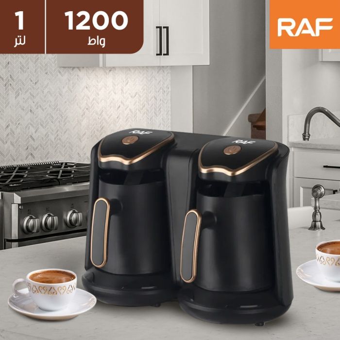 ماكينة قهوة تركية مزدوجة 1200 واط، سعة 1 لتر، من إنتاج RAF