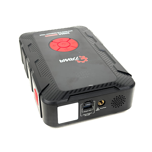 جهاز اشتراك البطارية ومنفاخ الإطار المحمول 3000 أمبير 12 فولت من تاوا موديل K71 (TAWA Jump Starter with Air Compressor 3000A 12V Model: K71)