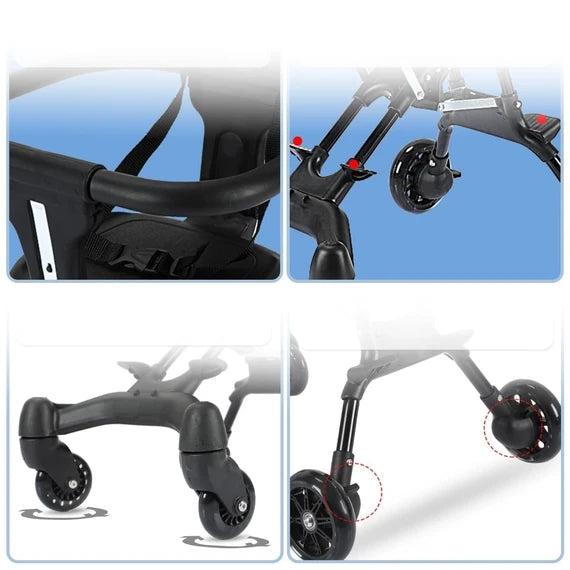 عربة أطفال خفيفة الوزن بأربع عجلات وقابلة للطي (Foldable Portable Baby Stroller)