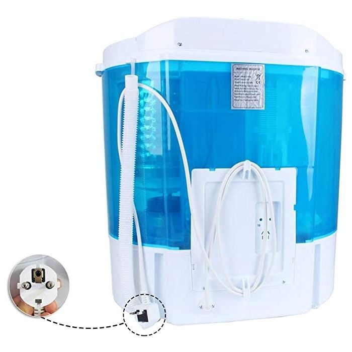 غسالة ملابس صغيرة محمولة مع سلة تجفيف دوارة (سعة غسيل 3.6 كجم + سعة تجفيف 2 كجم)