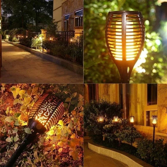 مصباح حديقة LED يعمل بالطاقة الشمسية على شكل لهب