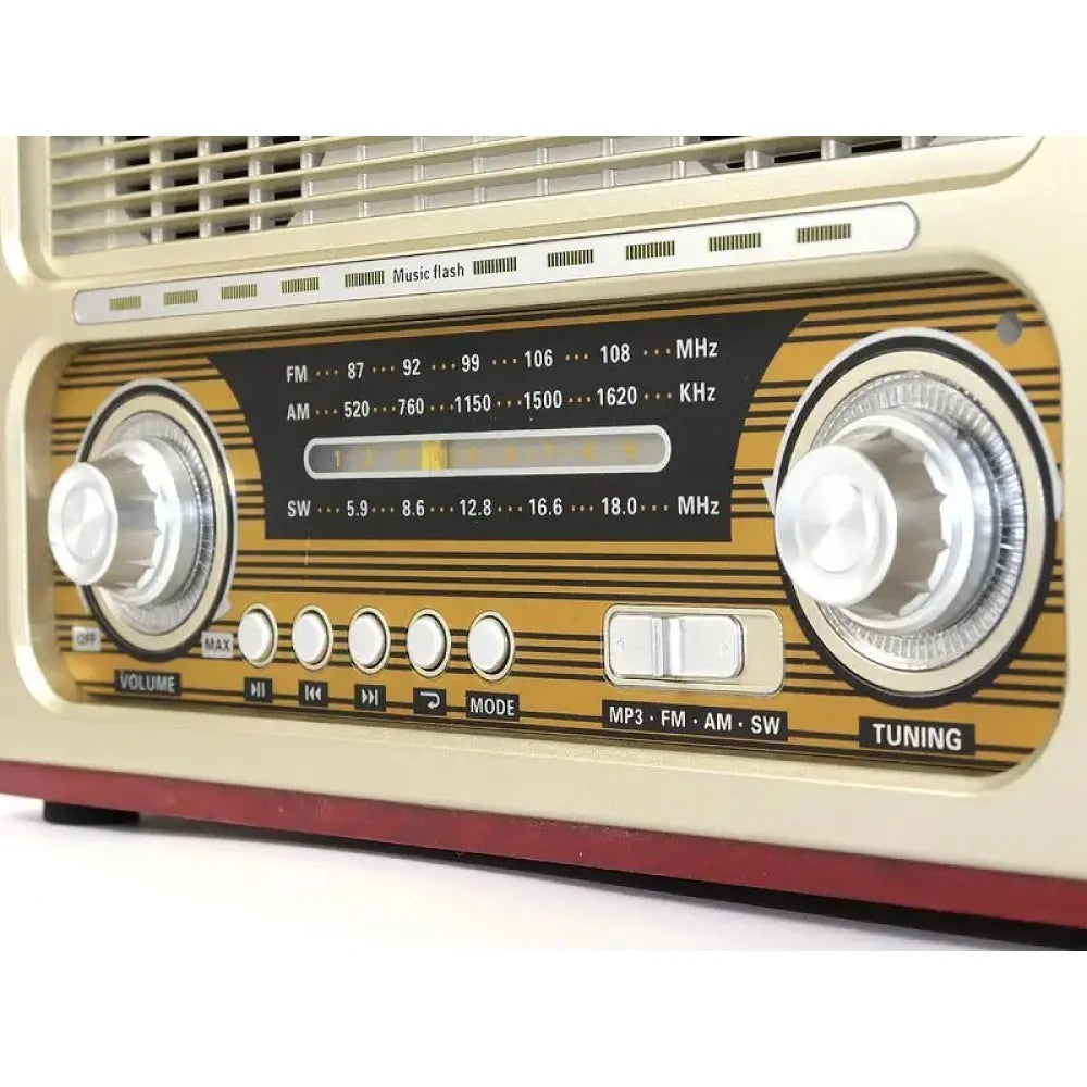 راديو Kemai MD-1800BT بتصميم خشبي كلاسيكي، يدعم موجات AM/FM/SW، وراديو DSP ثلاثي الموجات، بالإضافة إلى بلوتوث/USB/SD/TF