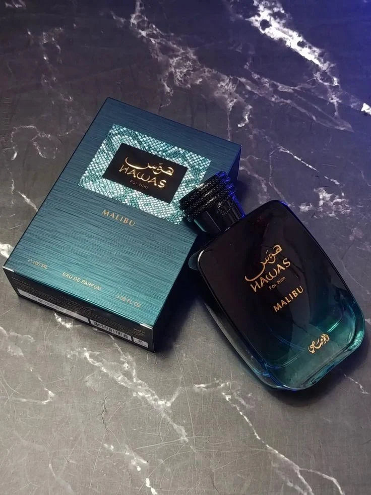 عطر رصاصي Hawas Malibu أو دي بارفان للرجال - 100 مل