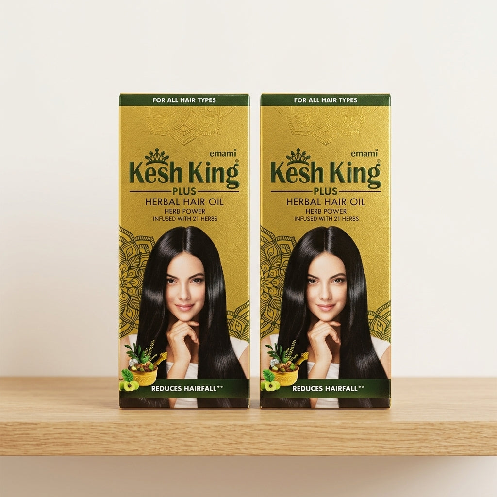 عرض عبوتين: زيت كيش كينج بلس العشبي للشعر الغني بـ 21 عشبة (Emami Kesh King Plus Herbal Hair Oil - Pack of 2)