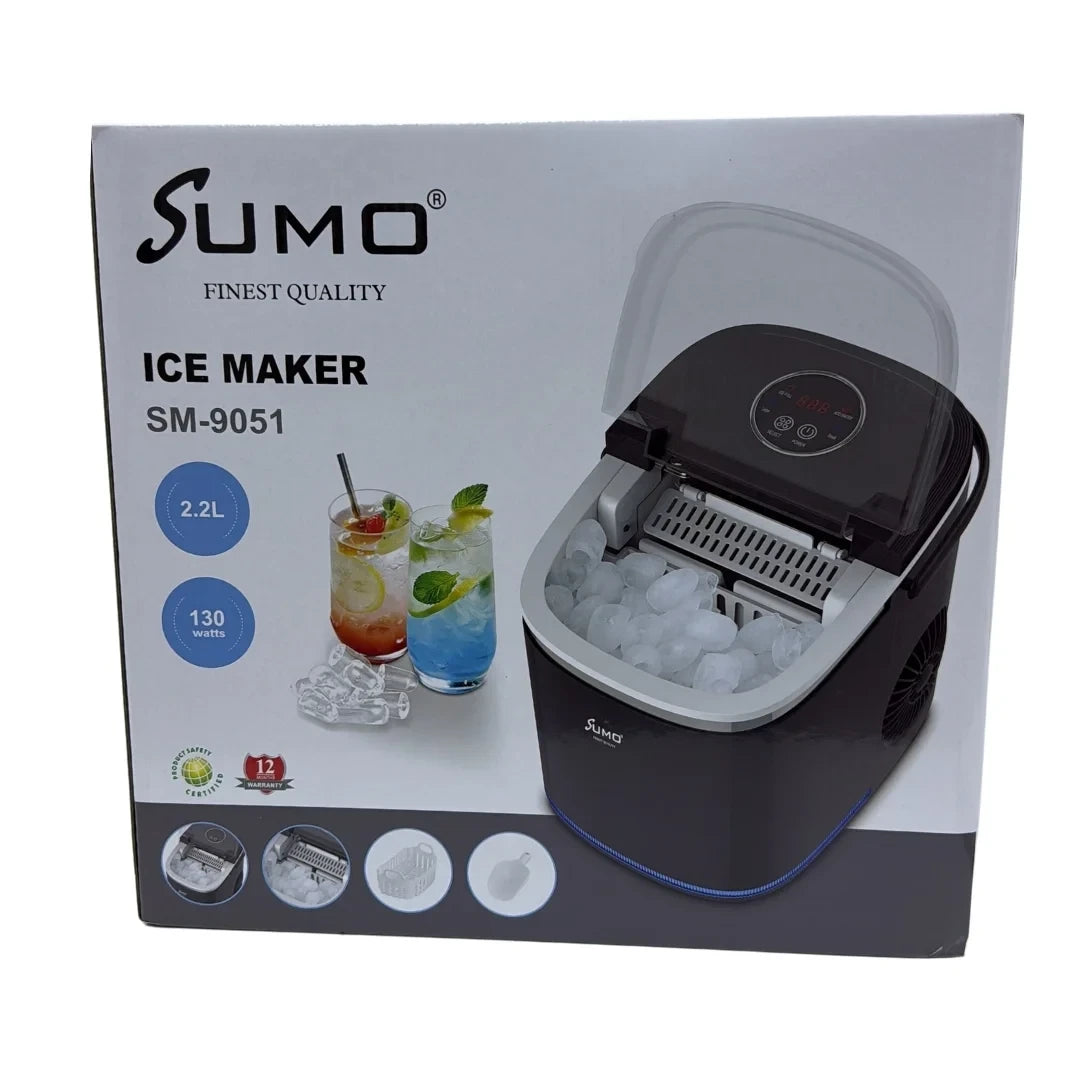 صانعة ثلج منزلية ومكتبية بقدرة 130 واط وسعة خزان 2.2 لتر من سومو - SM-9051 (SUMO Home &amp; Office Ice Maker 130W SM-9051)