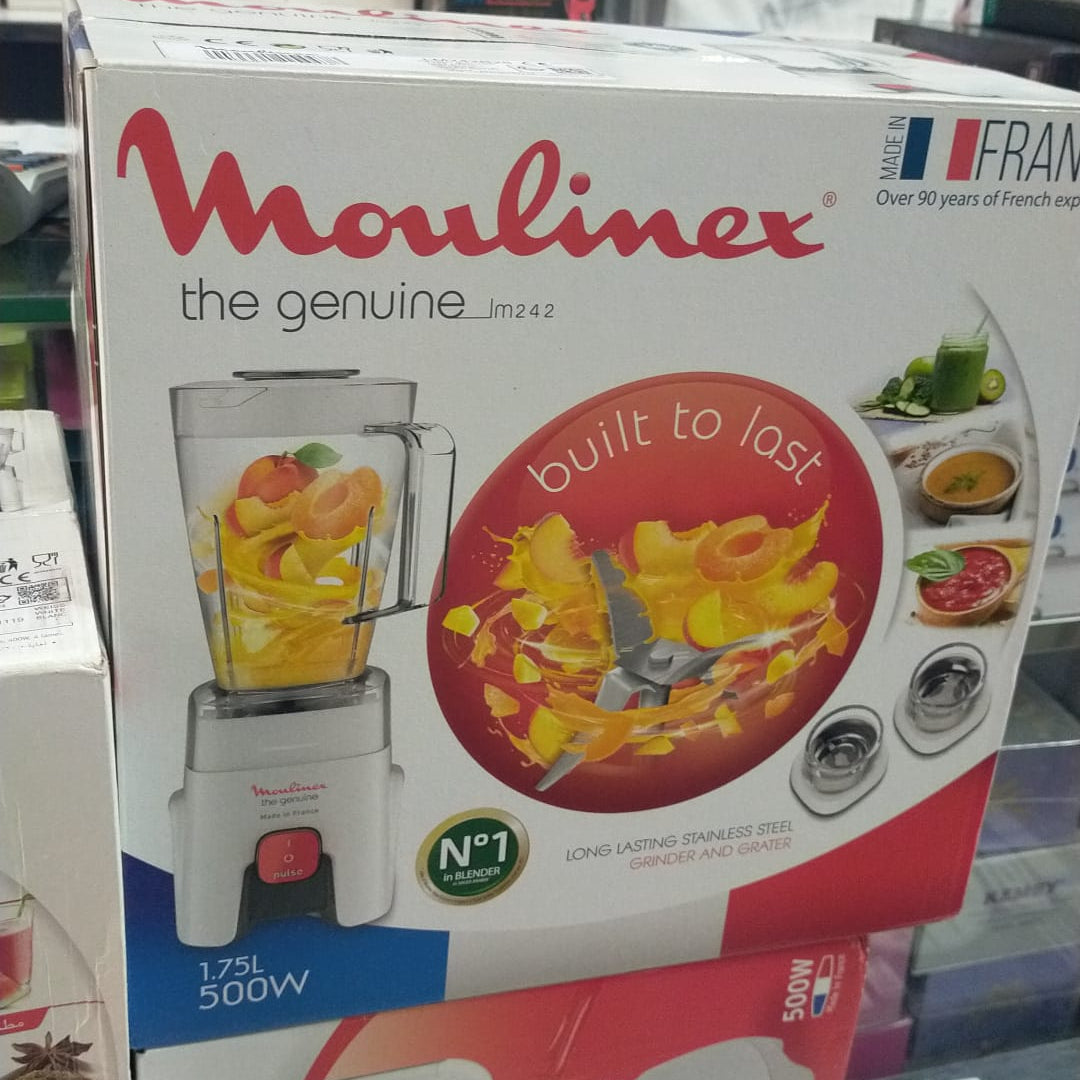 خلاط مولينكس الأصلي ذا جينوين 500 واط سعة 1.75 لتر مع مطحنة ومبشرة (Moulinex The Genuine LM2421)