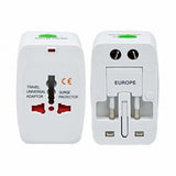 محول سفر متعدد المنافذ عالمي بمنفذ USB - أبيض