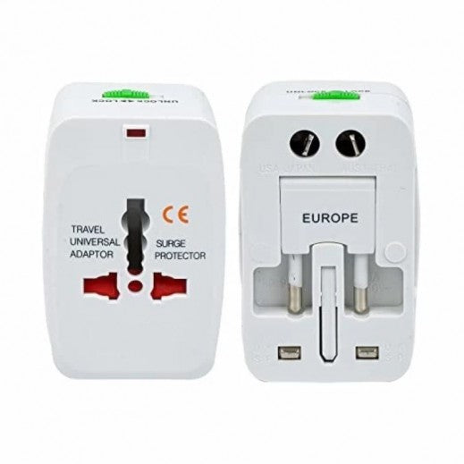 محول سفر متعدد المنافذ عالمي بمنفذ USB - أبيض