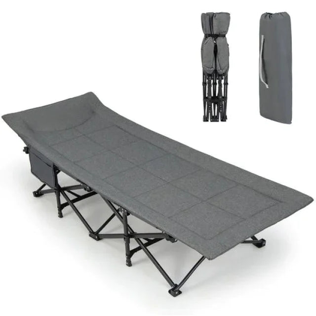 سرير تخييم قابل للطي مع وسادة مدمجة