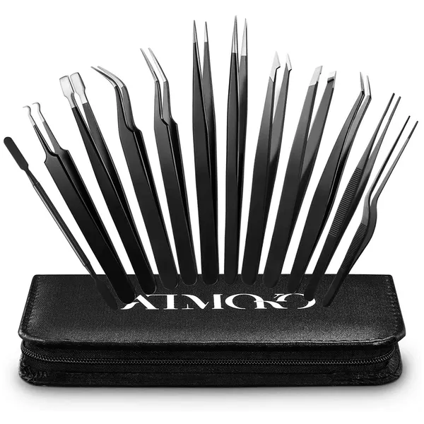 طقم ملاقط دقيقة مضادة للكهرباء الساكنة 12 قطعة من ATMOKO (ESD Tweezer Set)