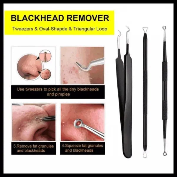 طقم أدوات إزالة الرؤوس السوداء والبثور 6 قطع مع علبة معدنية من إليسي (ELLESYE Blackhead Remover Kit)