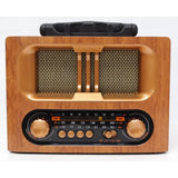 راديو ماير بتصميم خشبي كلاسيكي - بلوتوث، راديو FM/AM/SW، منفذ USB، بطاقة TF، مشغل MP3، مدخل AUX - قابل للشحن ببطارية 1200 مللي أمبير وخيار طاقة مزدوج - مكبر صوت بتصميم كلاسيكي - M-1931BT