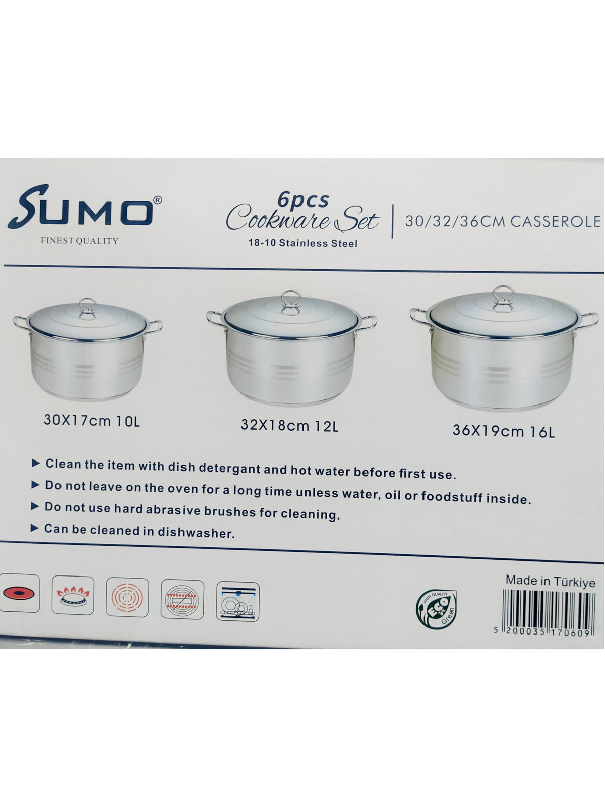 طقم أواني طهي SUMO تركي فاخر 6 قطع - H1706