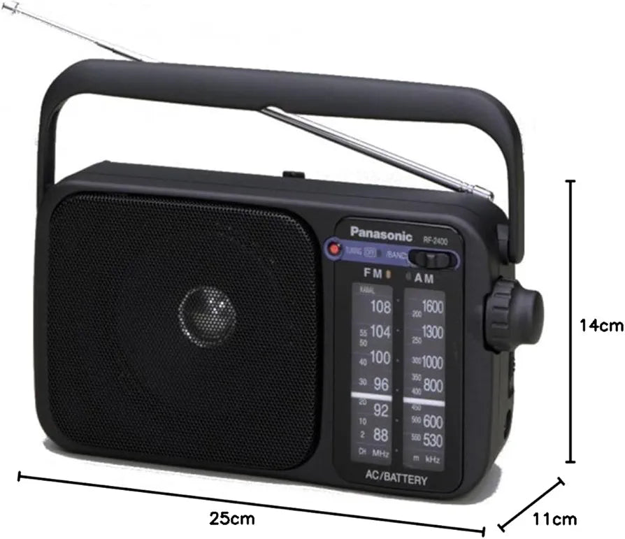 راديو محمول FM/AM مع موالف RF-2400D من باناسونيك، أسود