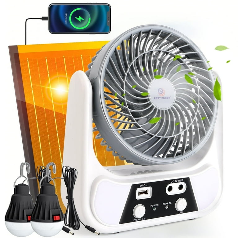 مروحة شمسية قابلة للشحن Easy Power EP-606 مقاس 6 بوصات